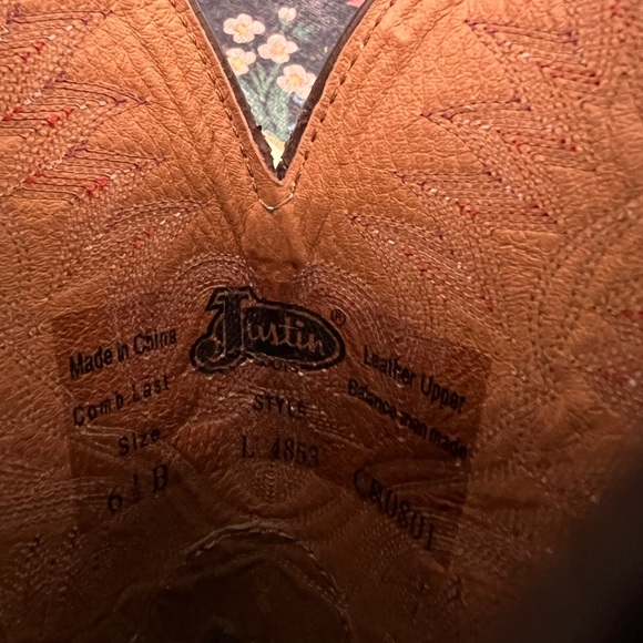 Justin L4853 AQHA Ladies Western Boot in Turquoise/Brown size 8 - Picture 13 of 14